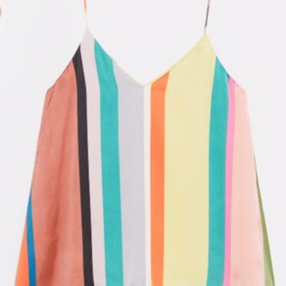 Zara Satin Sleeveless Stripe Cami Top Size Large